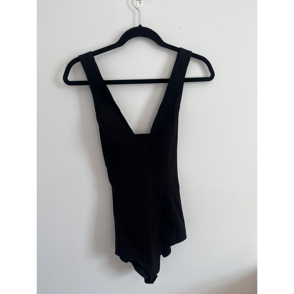 Rag & Bone Bodysuit Women S Black Sleeveless V Neck Stretch One Piece‎